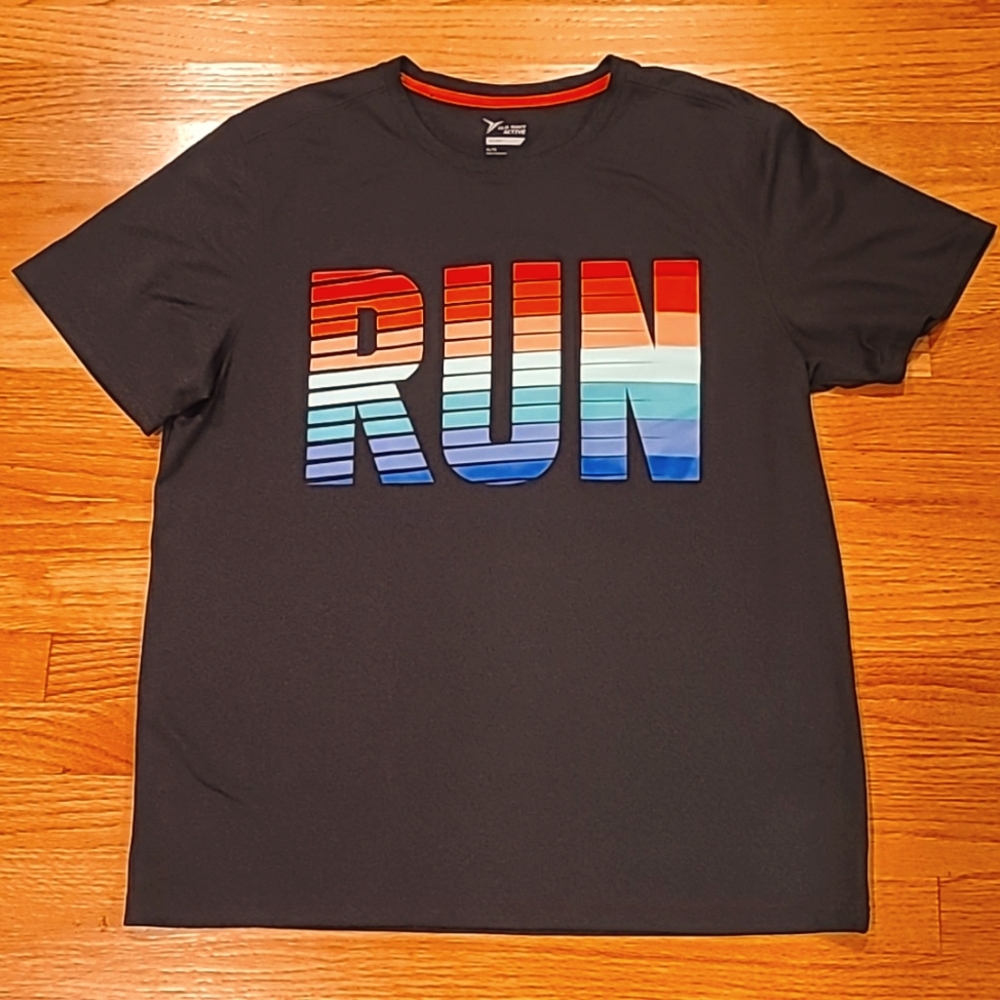 Old Navy "RUN" Graphic Rainbow Workout Tee